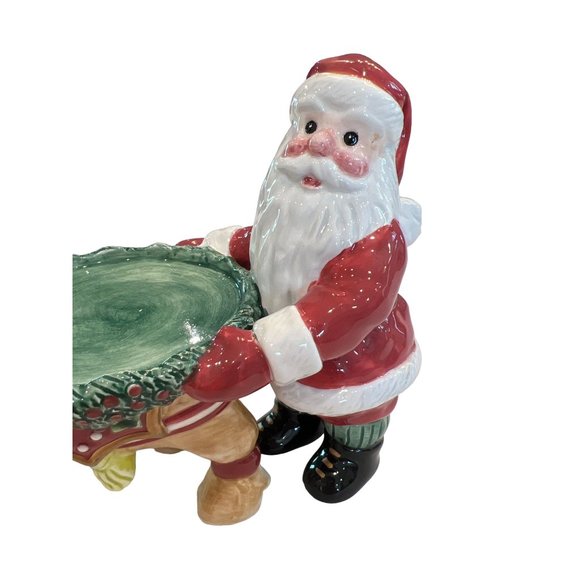 Fitz And Floyd Deer Santa Reindeer Pillar Candle Holder Christmas Holiday Decor - Picture 2 of 9